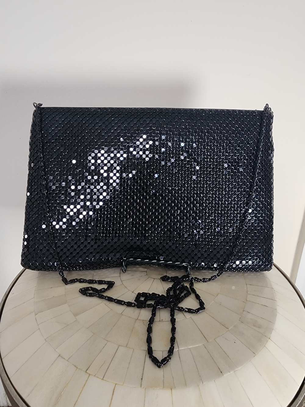 Black Sequin Chain Shoulder Bag